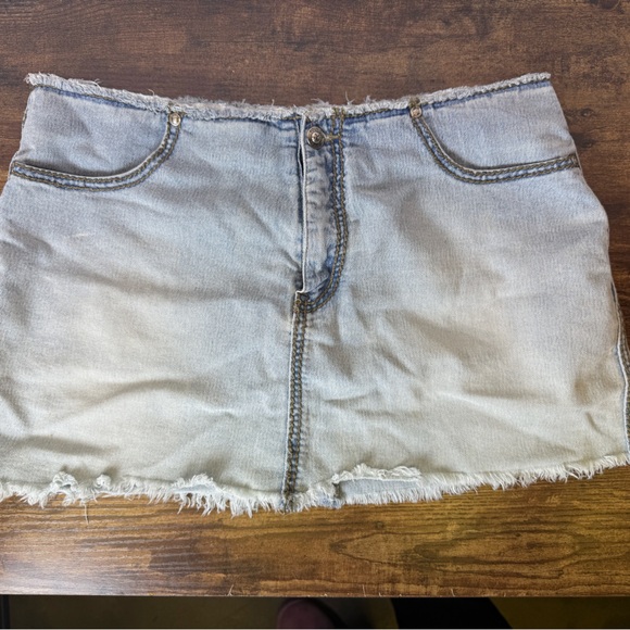Younique Pants - Younique Light Blue Frayed Hem Denim Mini Skirt-Style Shorts